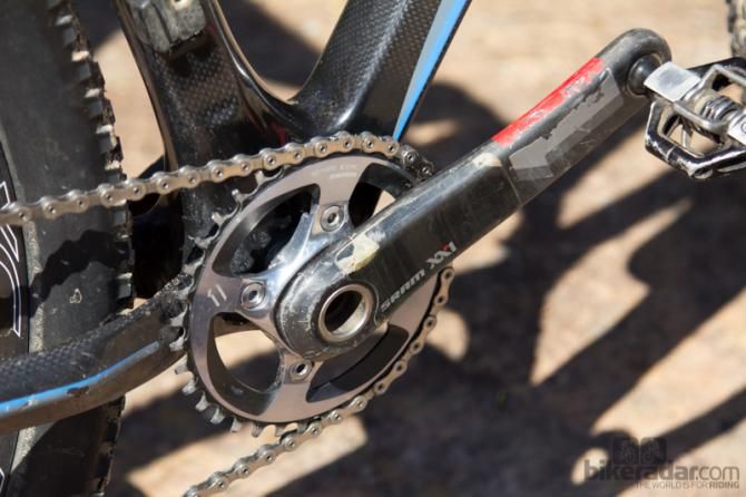 A 36T SRAM XX1 chainring is used - impressive considering Wallace often tackles extremely steep and long climbs
