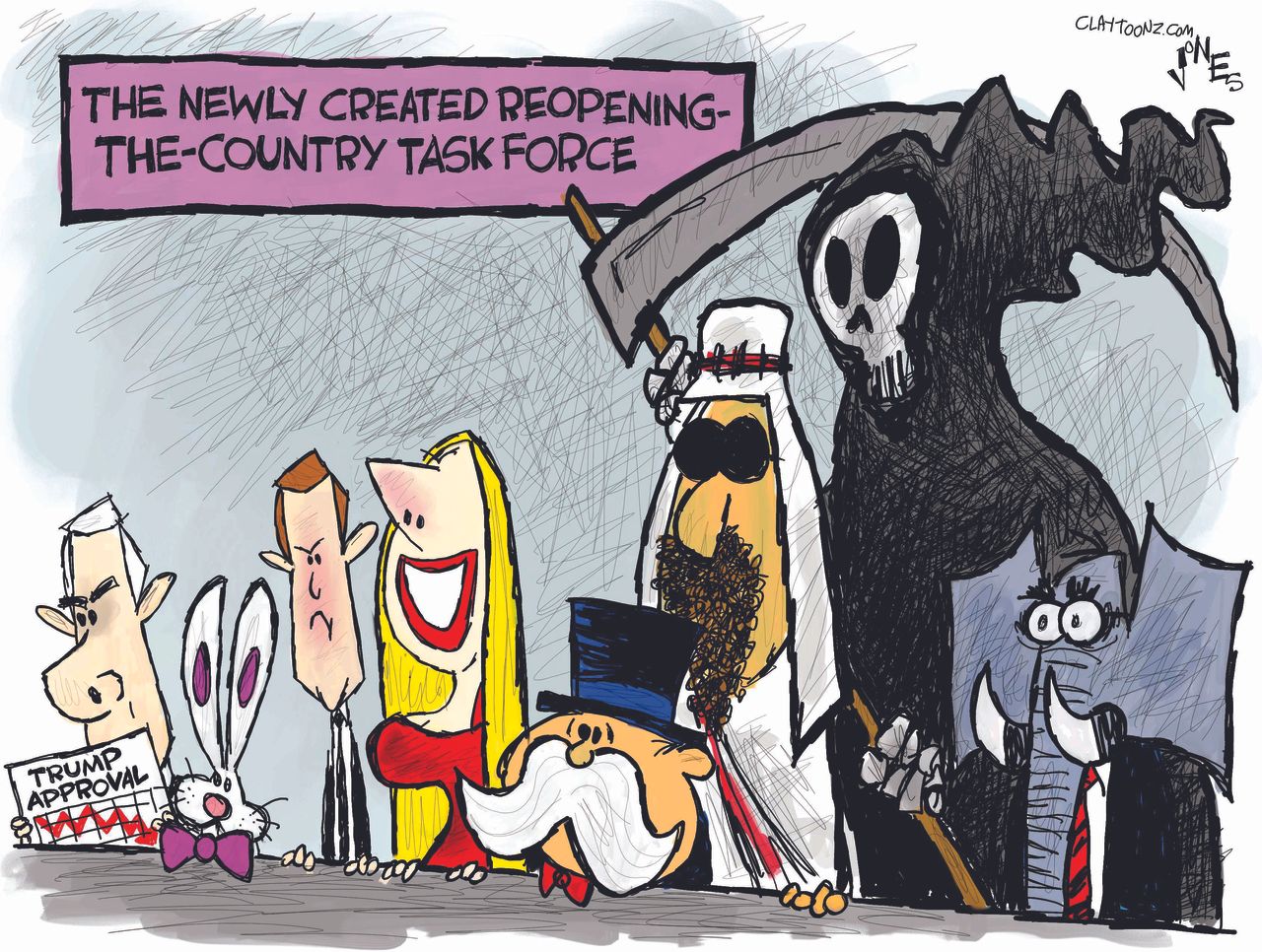 Political Cartoon U.S. reopening task force Reaper Pence GOP Kayleigh McEnany