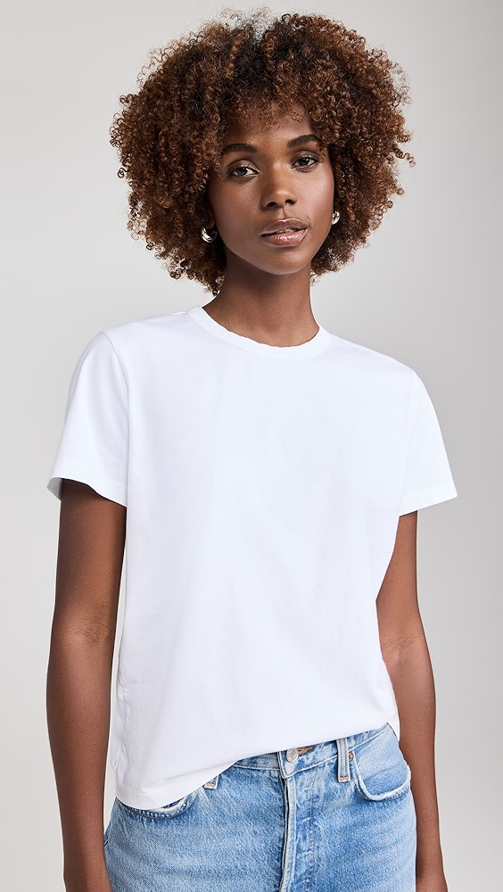 The Perfect Crewneck Tee in Allday Jersey - Eyelet White