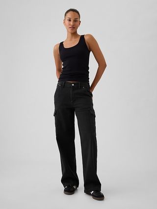 Mid Rise &#39;90s Loose Cargo Jeans