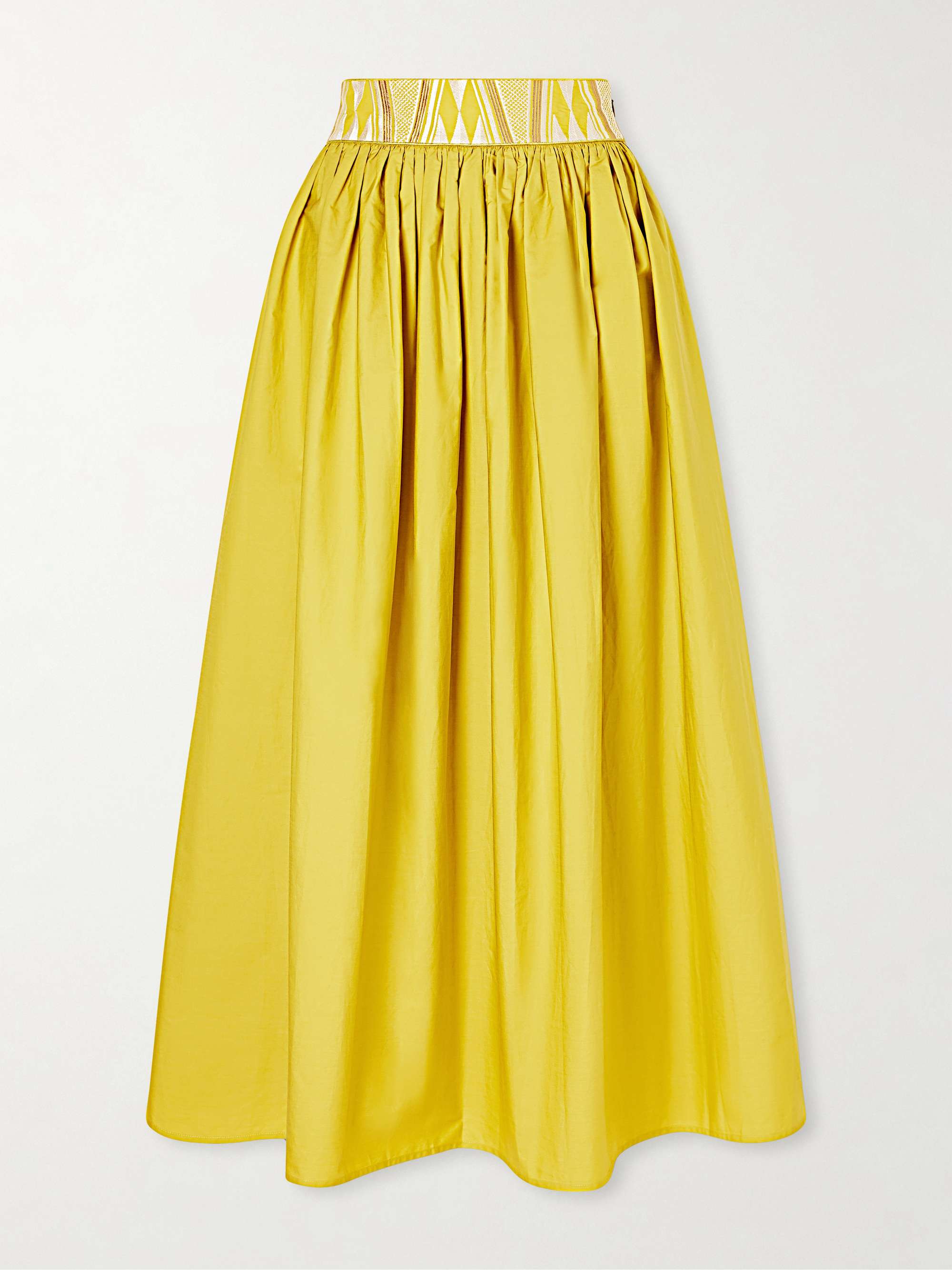 Ombretta Embroidered Cotton-Blend Poplin Midi Skirt