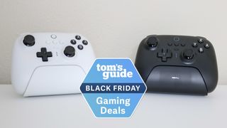 A picture of the 8BitDo Ultimate Controller in black and white with a Tom's Guide Black Friday deals badge