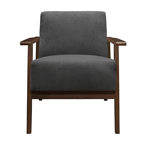 Lexicon New Castle Velvet Accent Chair, 27.5" W, Dark Gray