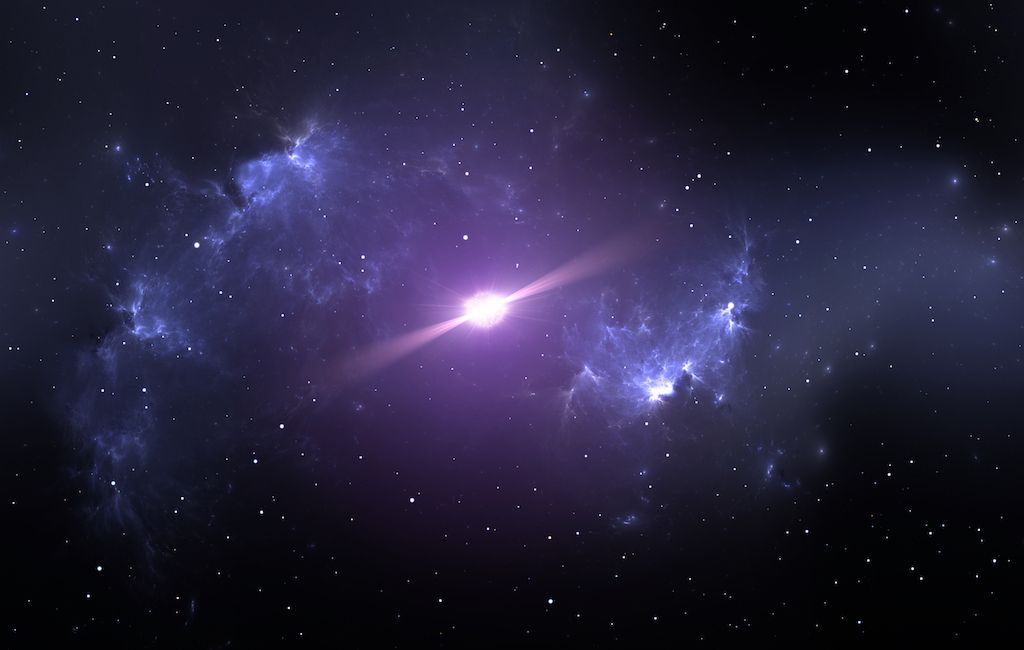 A 3D illustration of a neutron star in the nebula.