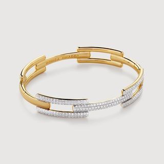 Gold Vermeil Lab Grown Diamond Full Pave Signature Link Bangle - Lab Grown Diamond