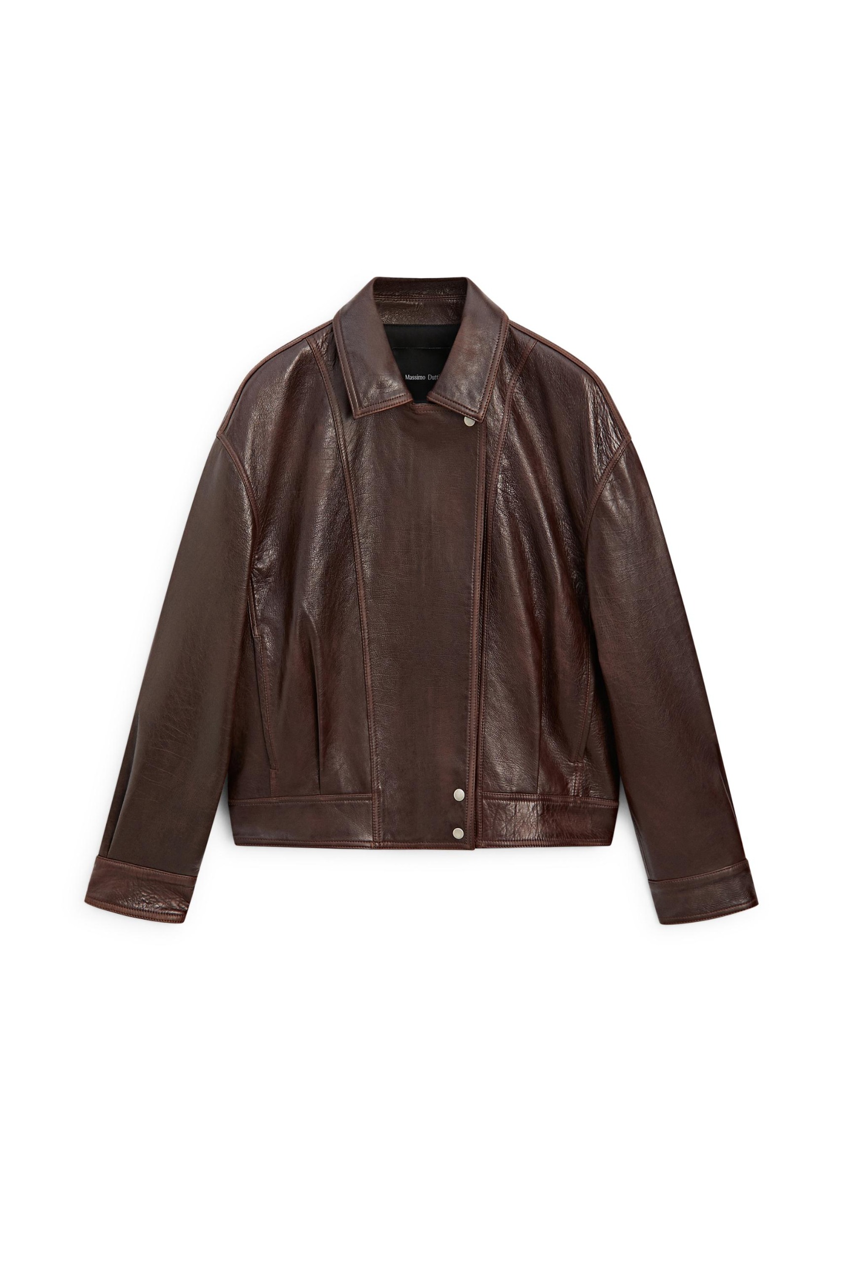 Pleated-Detail Nappa Leather Jacket