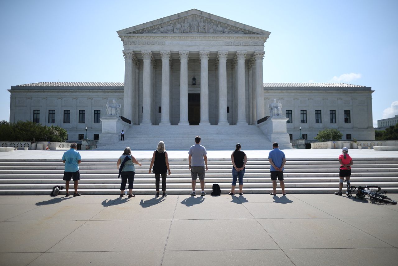 Anti-abortion demonstrators in front of the Supreme Court