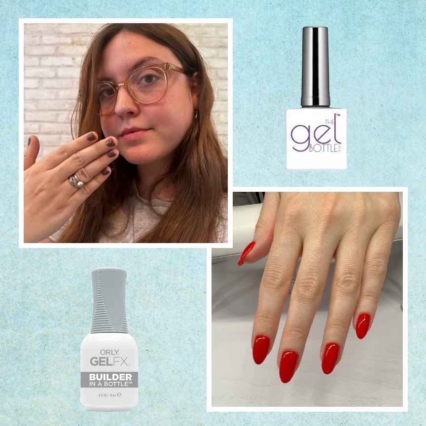 Close-up shot of a BIAB manicure.