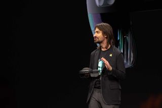 Alex Kipman with HoloLens 2