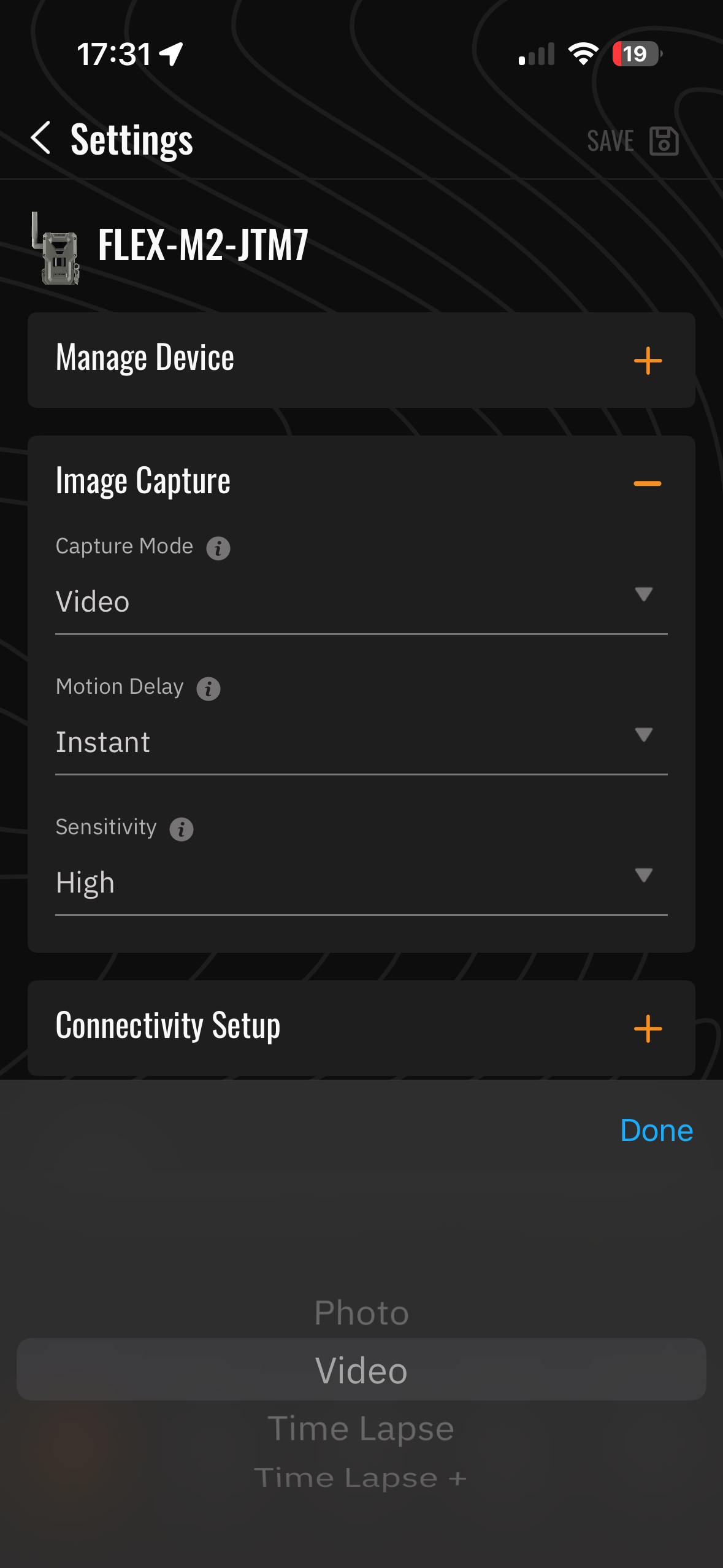 Screenshots from the Spypoint app