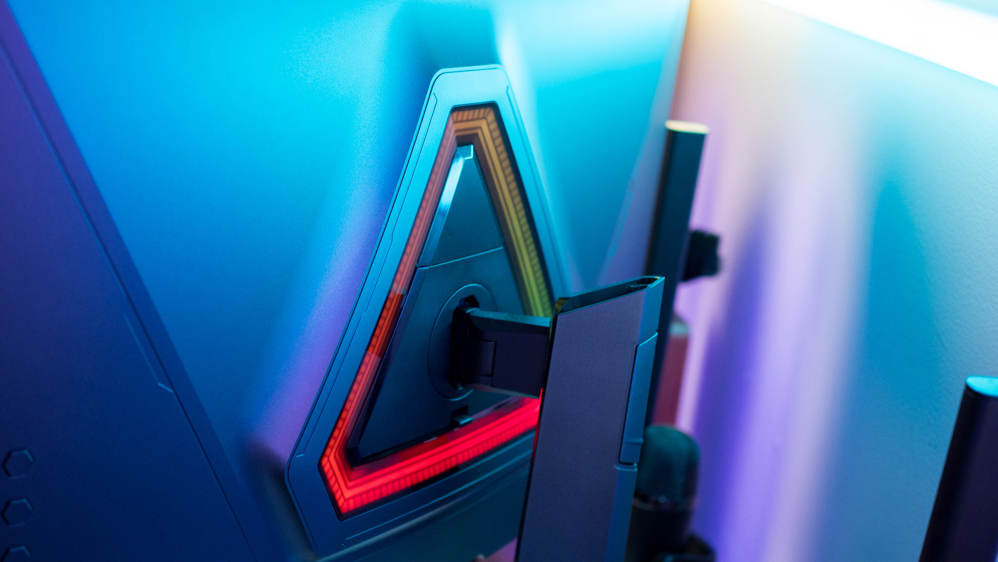 Detailed view of RGB light bar at the back of the Redmagic 4K Gaming Monitor