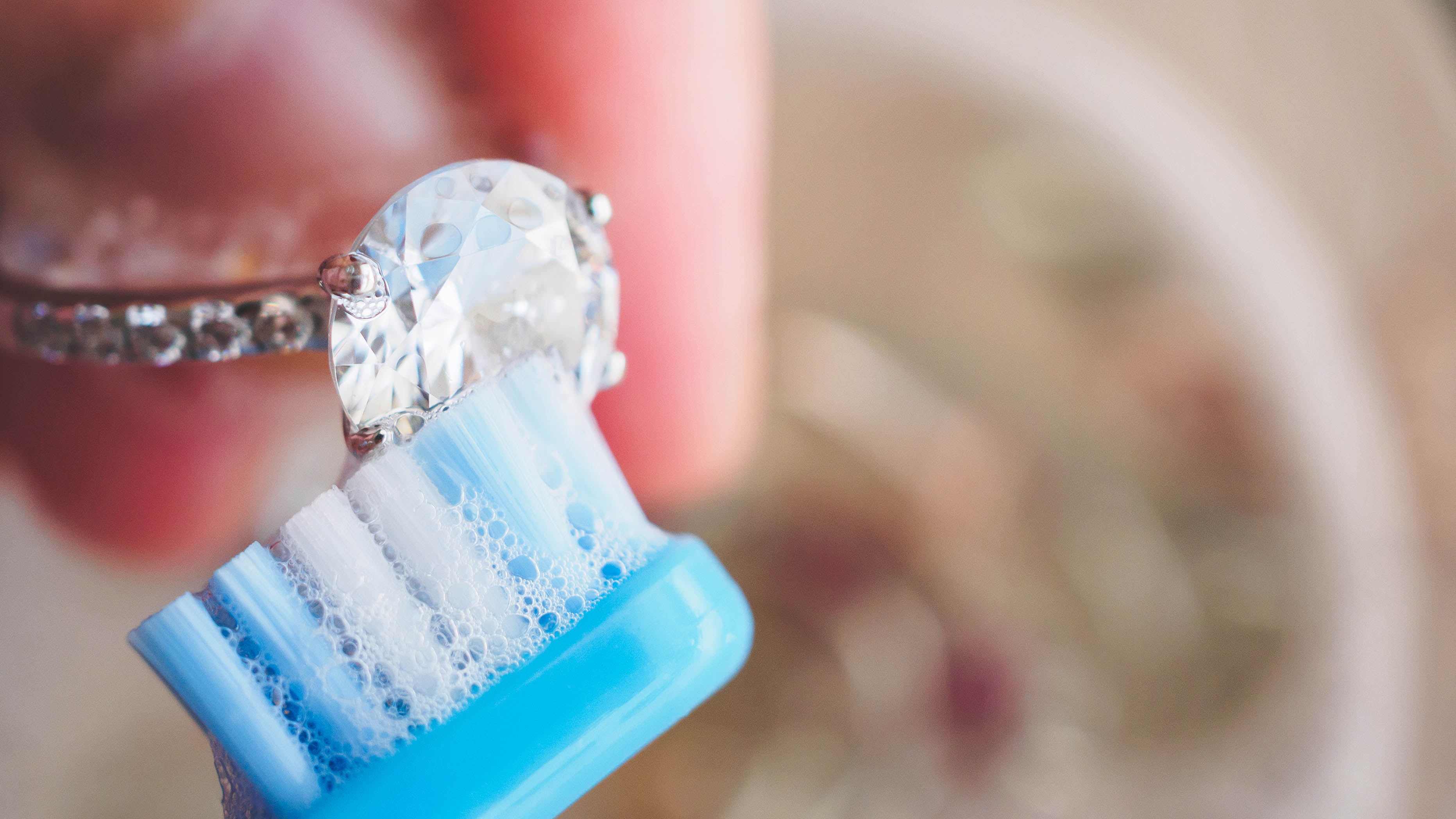 Toothbrush cleaning diamond ring