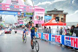 Andrey Amador (Movistar) rejoices at his stage win