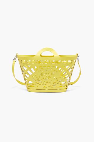 yellow cutout basket bag