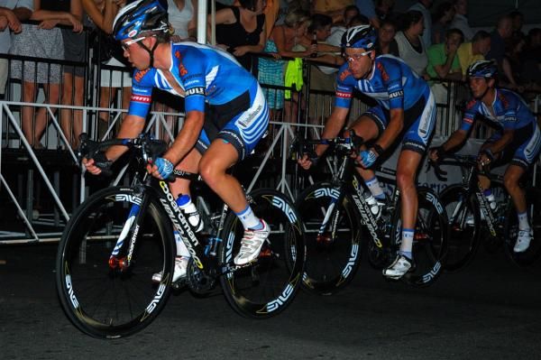 Hilton Clarke and the UnitedHealthcare Professional Cycling Team control the front nearing the finish.
