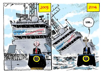 Political cartoon Iraq Bush Obama