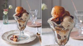 Easy dessert recipes Sticky toffee ice cream sundae