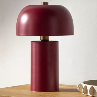 dark red curved table lamp