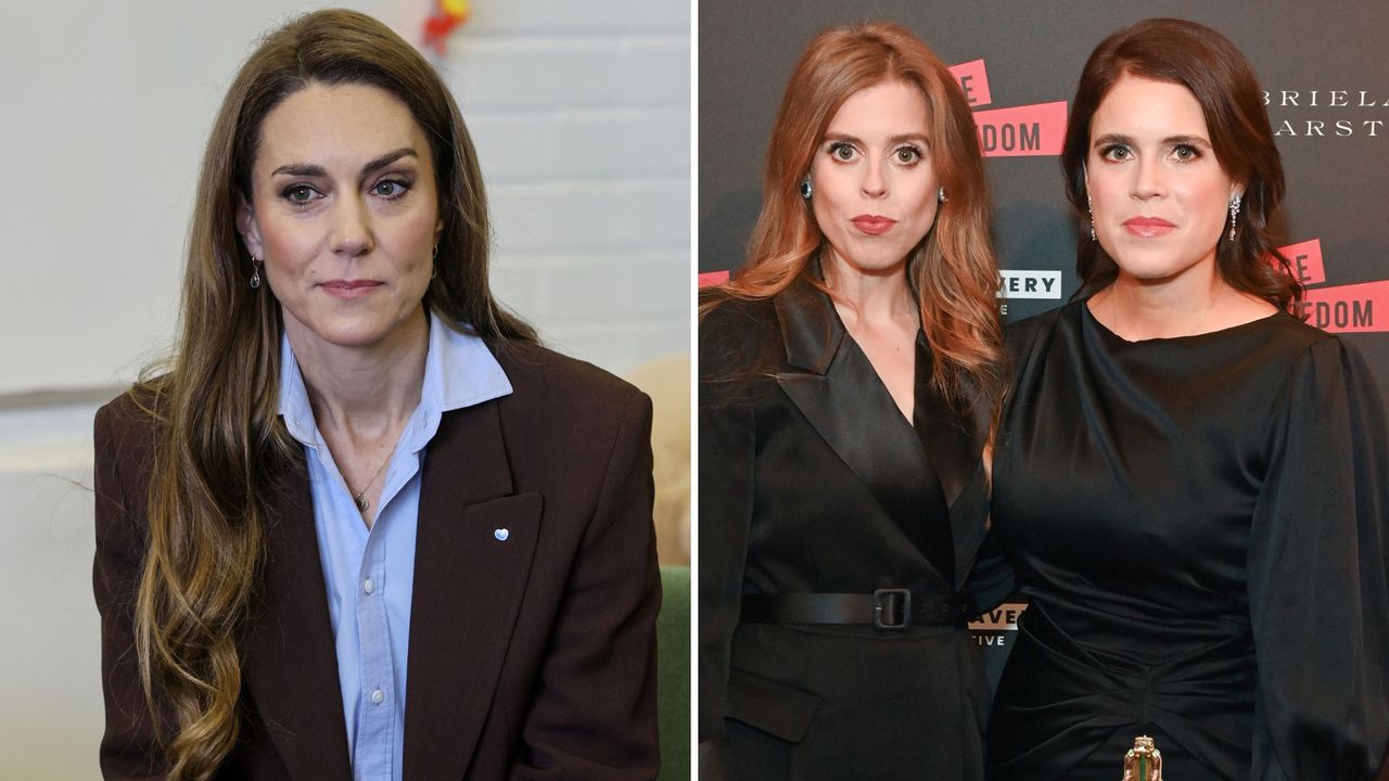 A composite of a picture of Kate Middleton and a picture of Princesses Eugenie and Beatrice