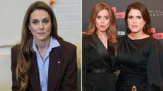 A composite of a picture of Kate Middleton and a picture of Princesses Eugenie and Beatrice