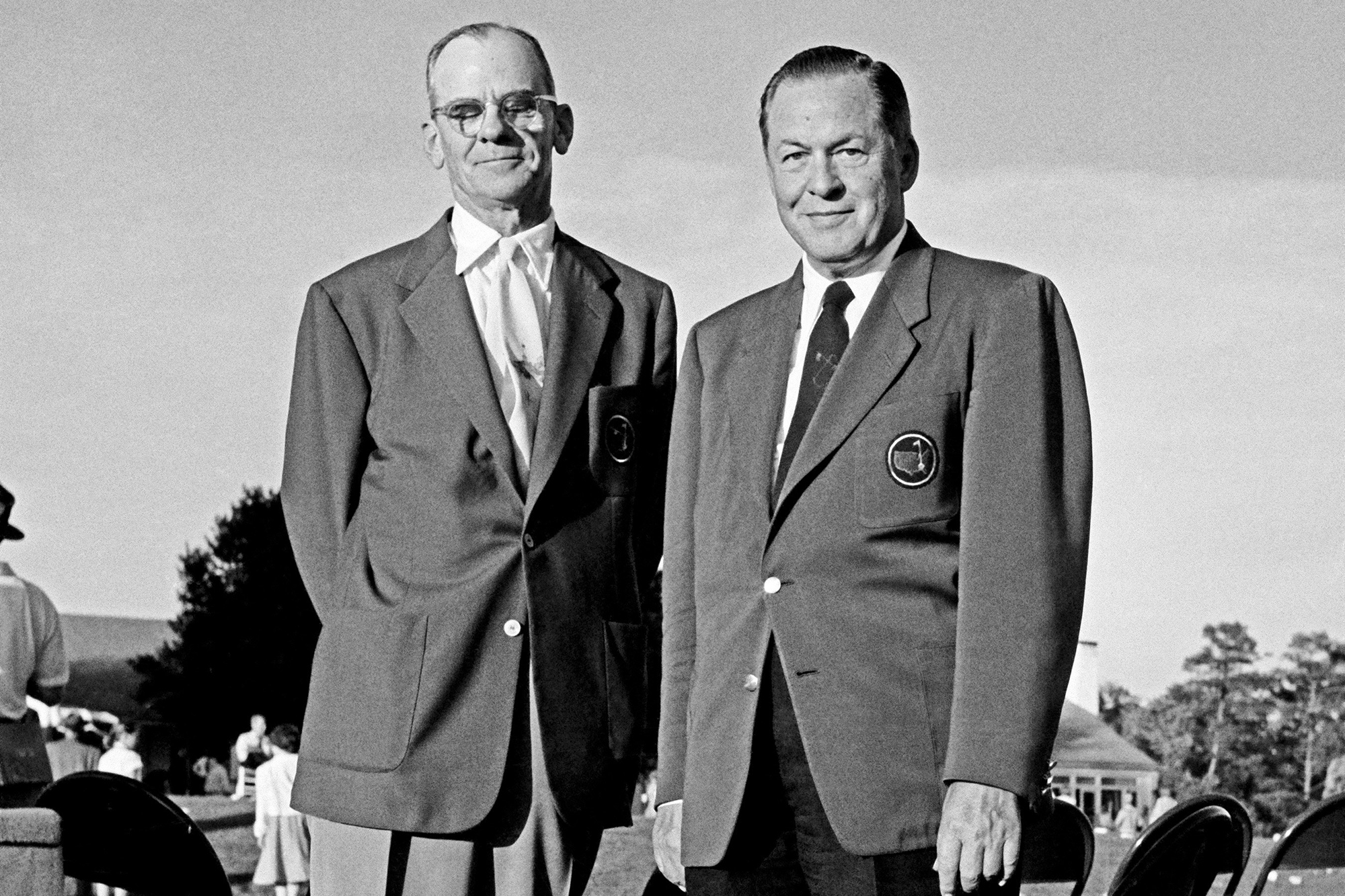 Clifford Roberts (left) and Bobby Jones (right) - the co-founders of Augusta National Golf Club and creators of the Masters Tournament standing side-by-side in their iconic Green Jackets