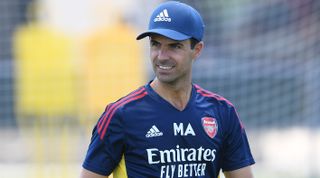 BALTIMORE, MARYLAND - JULY 14: Mikel Arteta the Arsenal Manager during the Arsenal training session on July 14, 2022 in Annapolis, Maryland.