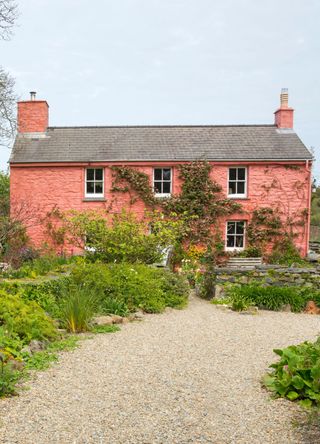 Pink cottage, Wales, UK