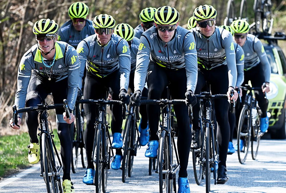 Arapahoe-Hincapie p/b BMC riders enjoy the Blue Ridge Mountains during training camp