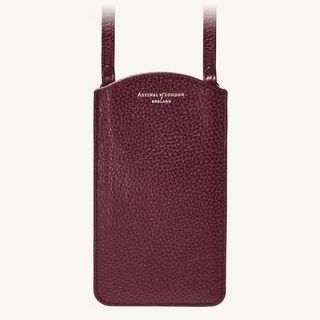 Aspinal London Phone Case in burgundy pebble 