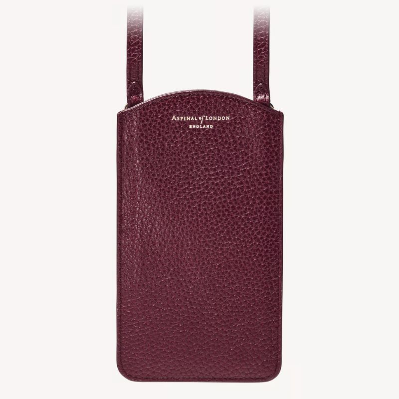 Aspinal London Phone Case in Burgundsko Pebble 