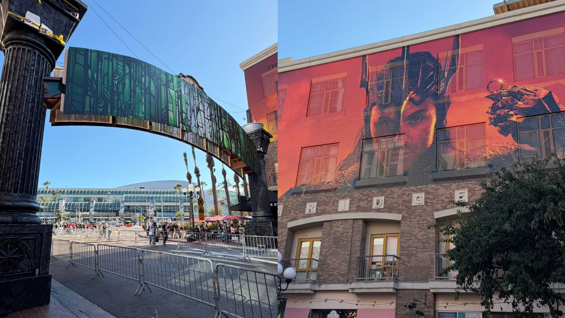 The Avengers: Doomsday bridge and Sauron on the side of a building at San Diego Comic-Con 2026