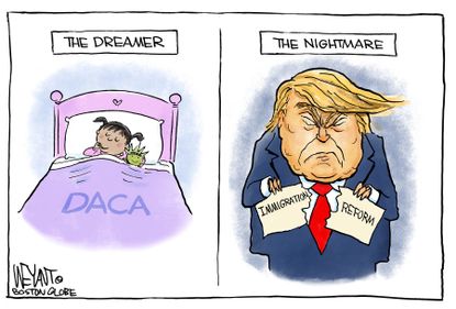 Political cartoon U.S. Trump DACA dreamers immigration