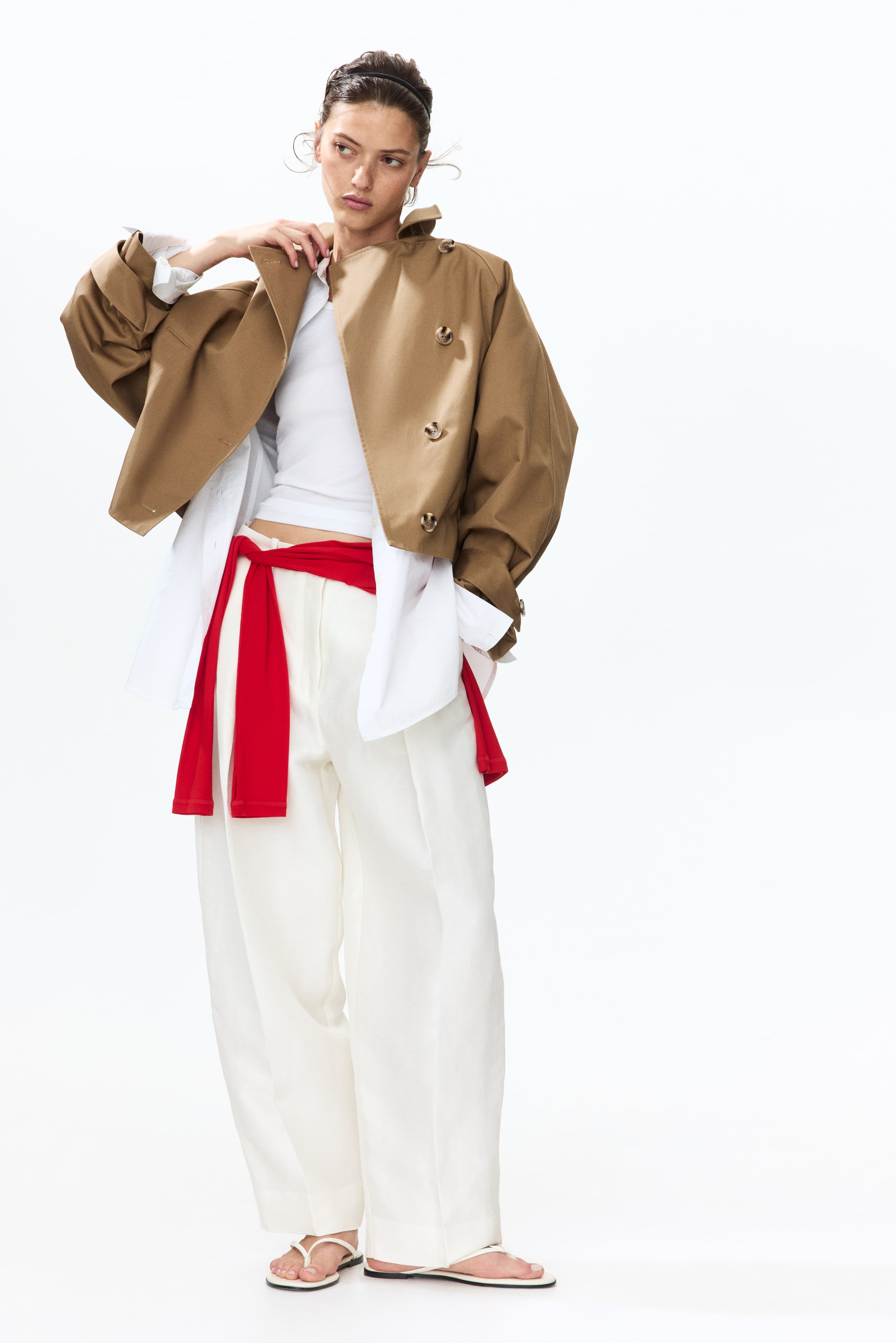 Short Trench Coat With Scarf