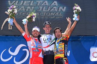 Rodolfo Torres, Rui Costa and Ricardo Escuela on the San Juan podium