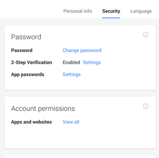 Security settings. This is where we enable 2-step verification and add security keys!