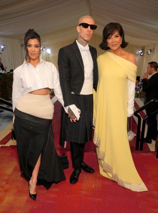 Kourtney Kardashian, Travis Barker, and Kris Jenner at the 2022 Met Gala