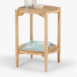 stacked cane side table