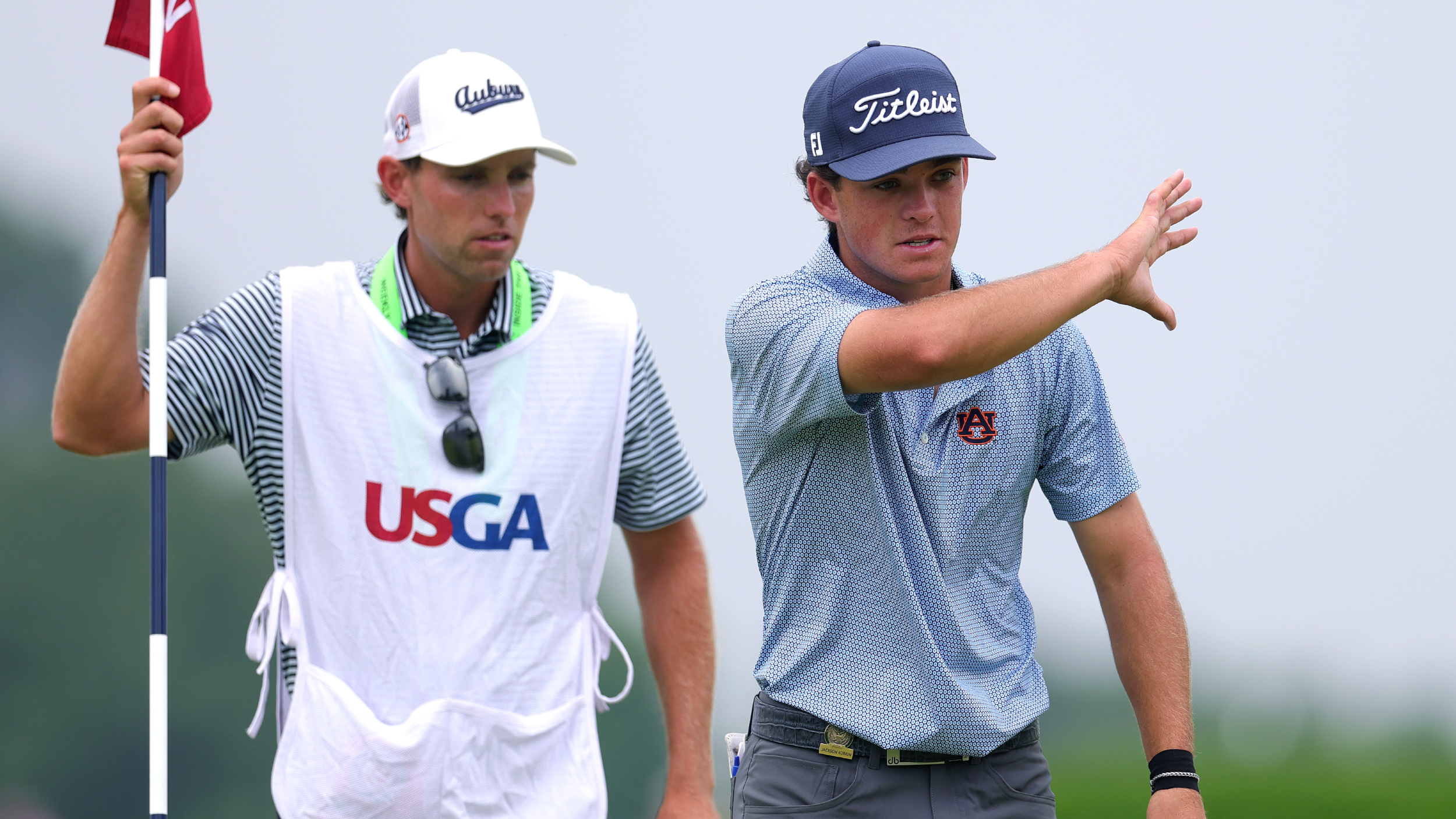 Jackson Koivun and his caddie at the US Open
