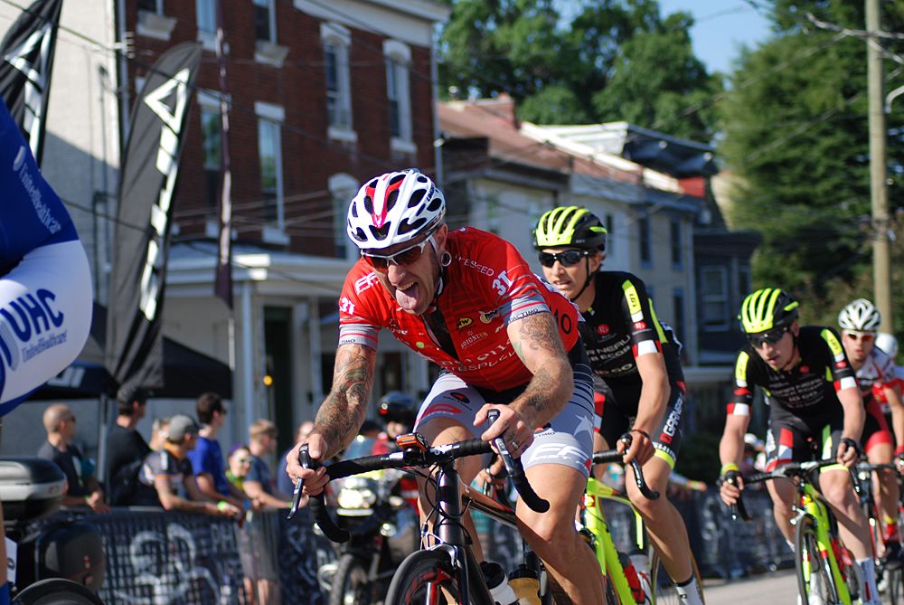 Adam Myerson (Astellas) riding in his final Philly race
