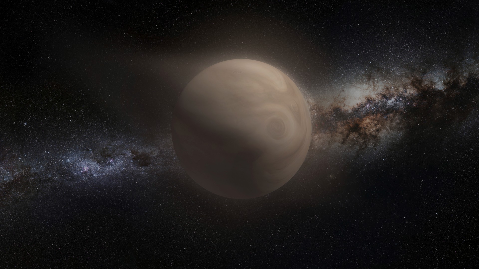 a light brown planet on a starry background