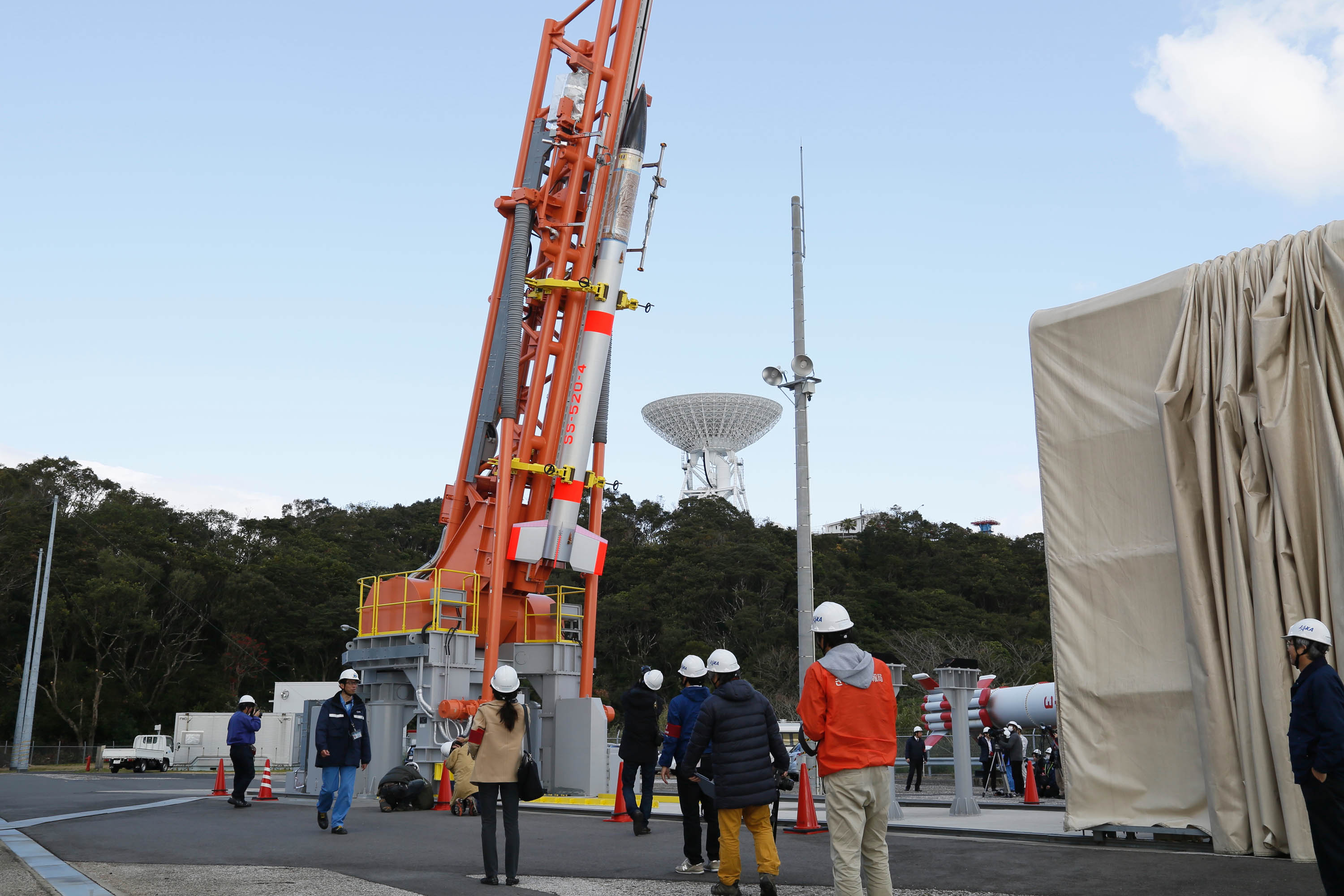 The Japan Aerospace Exploration Agency&#039;s experimental SS-520-4 rocket is prepared to launch the TRICOM-1 microsatellite into orbit. The rocket failed to reach orbit after its launch on Jan. 15, 2017 from Japan&#039;s Uchinoura Space Center.