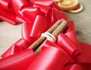 how to make a Christmas ribbon wreath, step 6