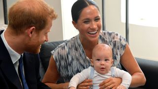 Prince Harry, Duke of Sussex, Meghan, Duchess of Sussex and their baby son Archie Mountbatten-Windsor meet Archbishop Desmond Tutu and his daughter Thandeka Tutu-Gxashe at the Desmond & Leah Tutu Legacy Foundation during their royal tour of South Africa on September 25, 2019 in Cape Town, South Africa.