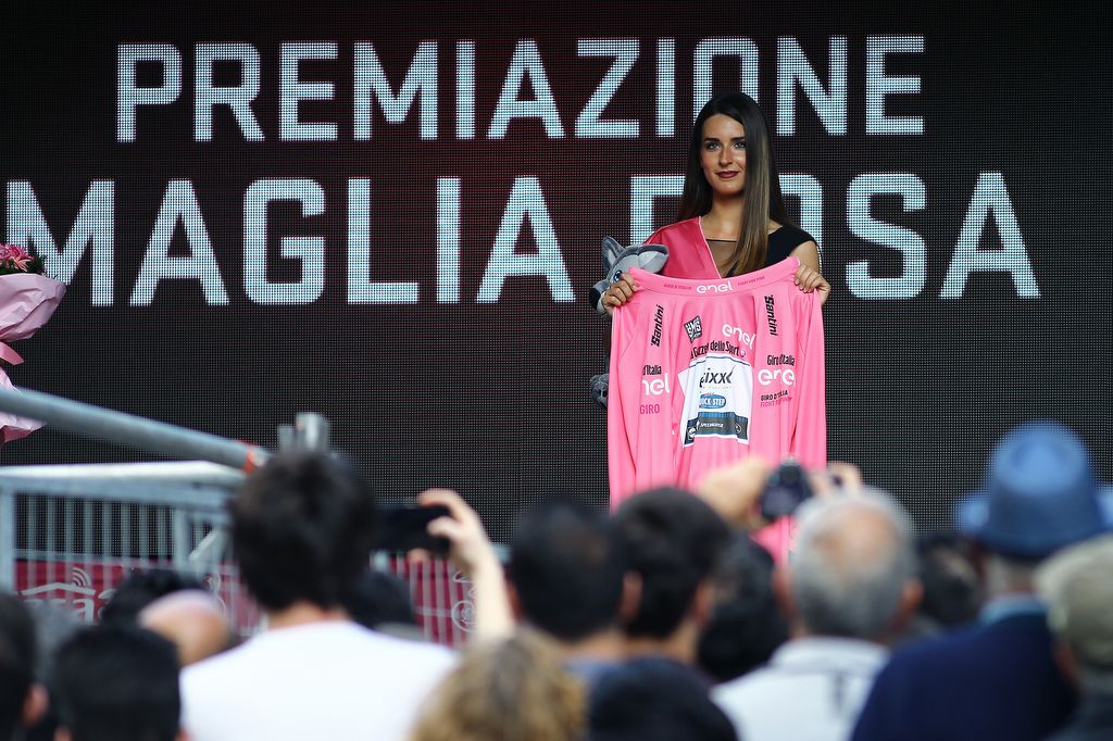 The pink jersey is ready for presentation