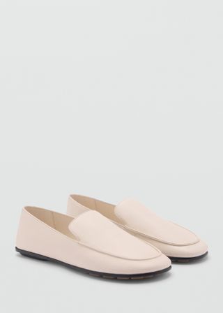 MANGO, Leather Loafers in White