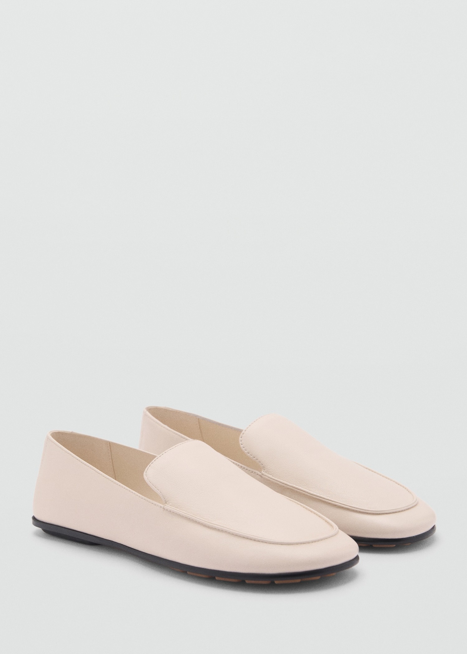 MANGO, Leather Loafers in White