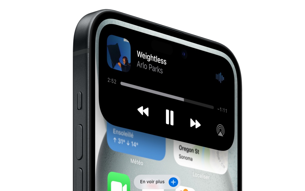 Dynamic Island sur iPhone 15