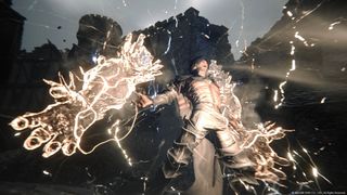 Character using finishing move with electric hands