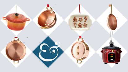 Collection of cookery-themed Christmas ornaments