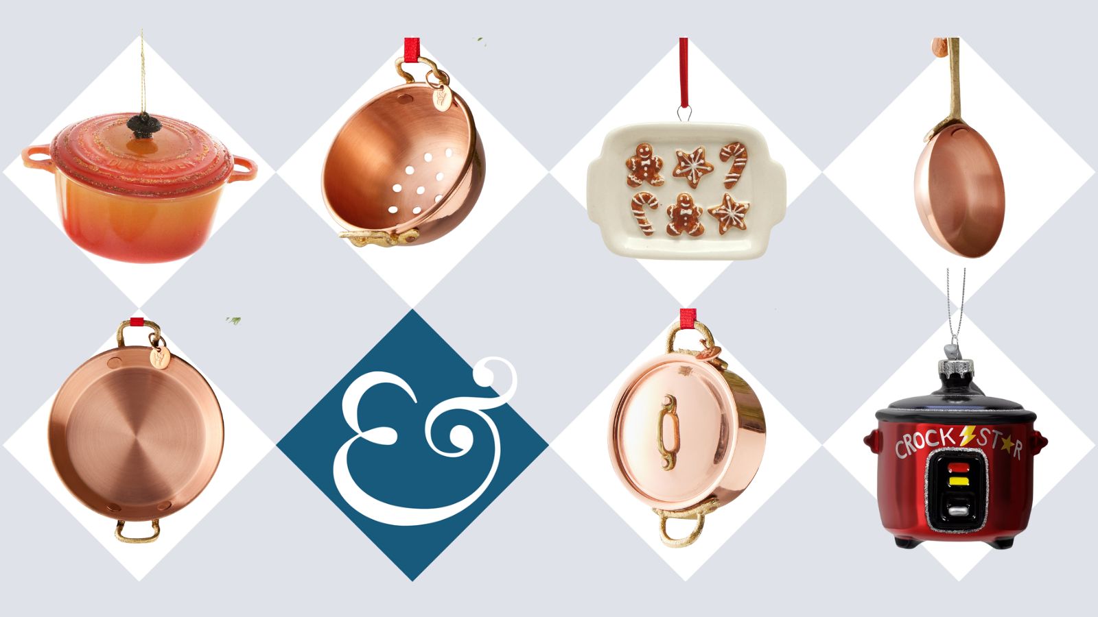Collection of cookery-themed Christmas ornaments